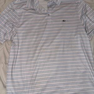 Vineyard Vines Striped Polo Shirt - White and Blue